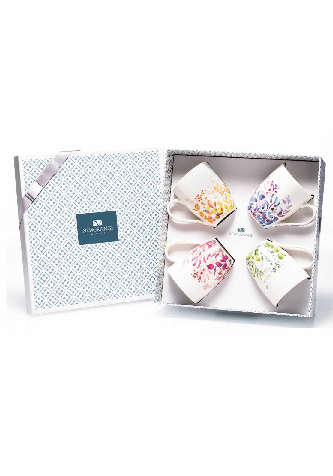 Floral Bone China Mug Set 4