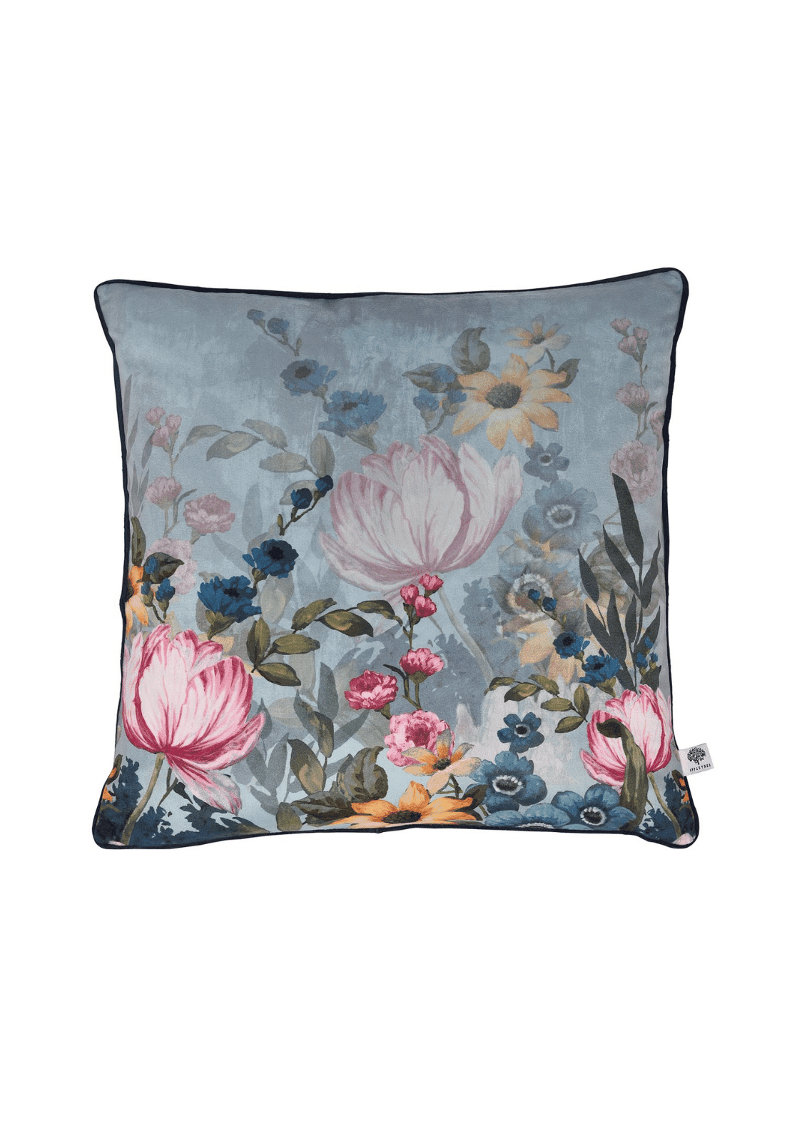 Velvet Piped Floral Cushion