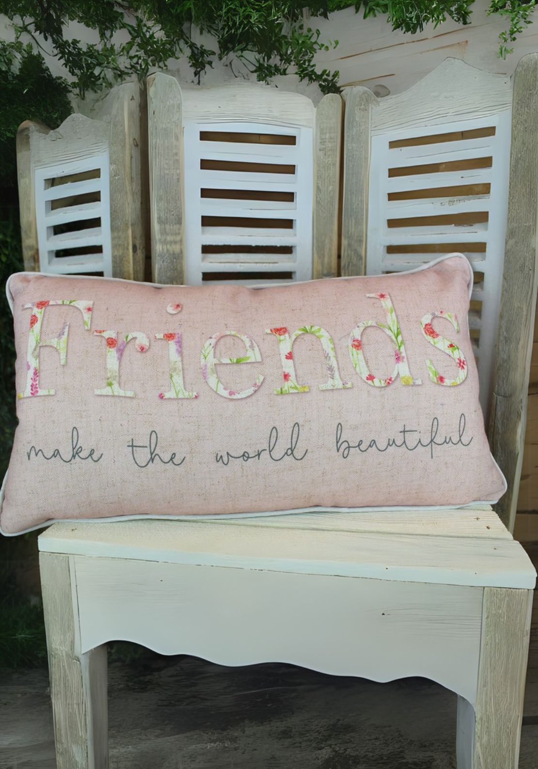 Meadow Friend Cushion – Pink Floral Quote Pillow