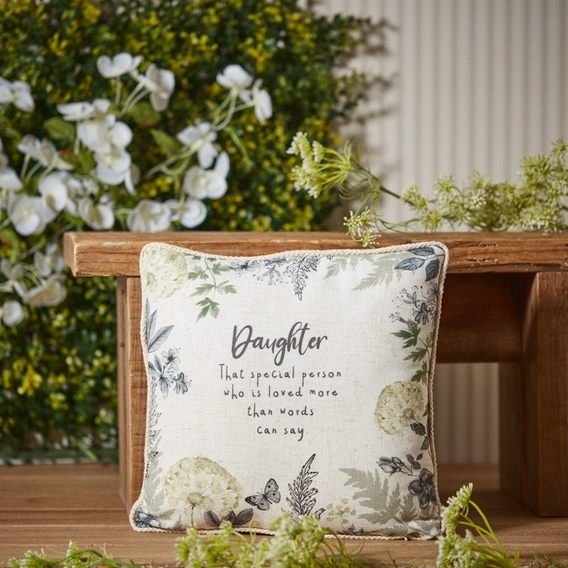 Spring Cottage Daughter Cushion – Green Dandelions