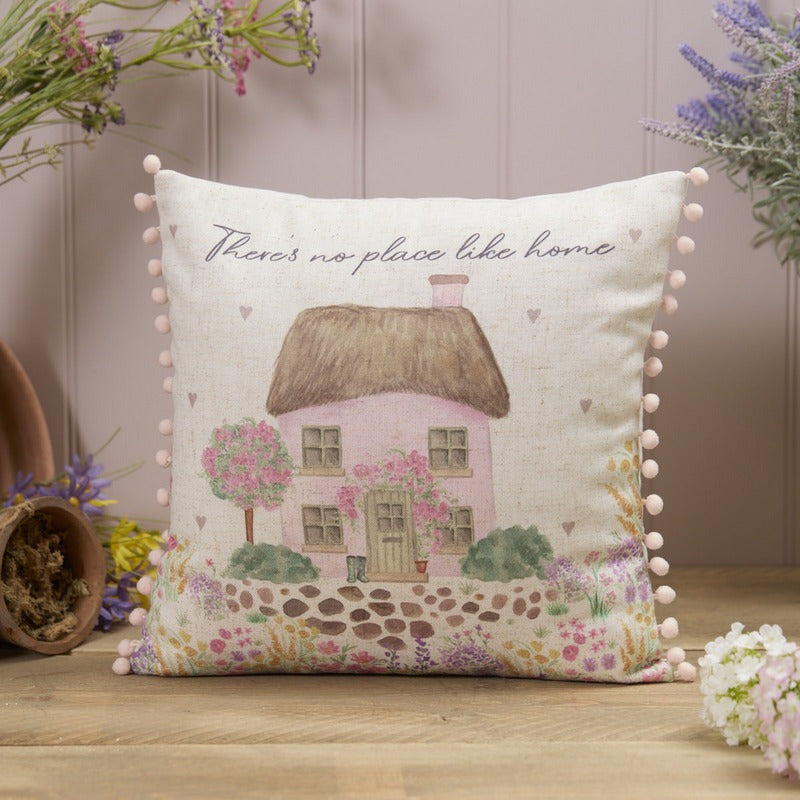 There’S No Place Like Home Garden Cushion – Pom Poms