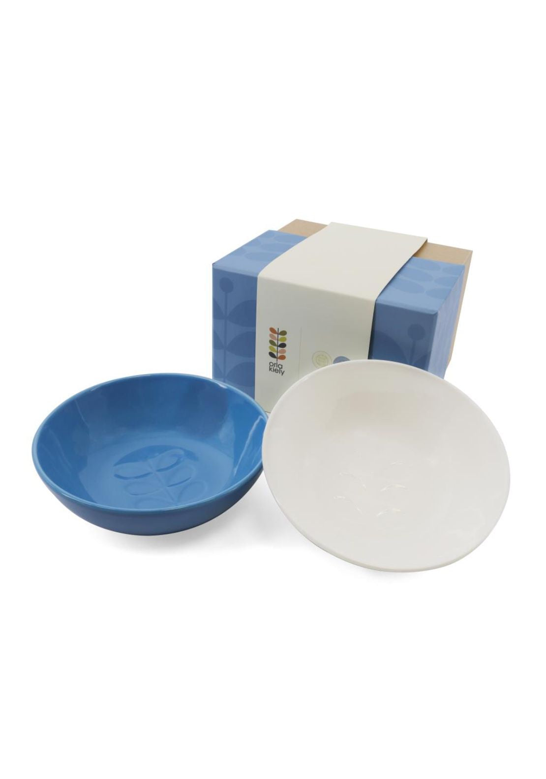 Debossed Cereal Bowls Set Of 2 – Blue / White