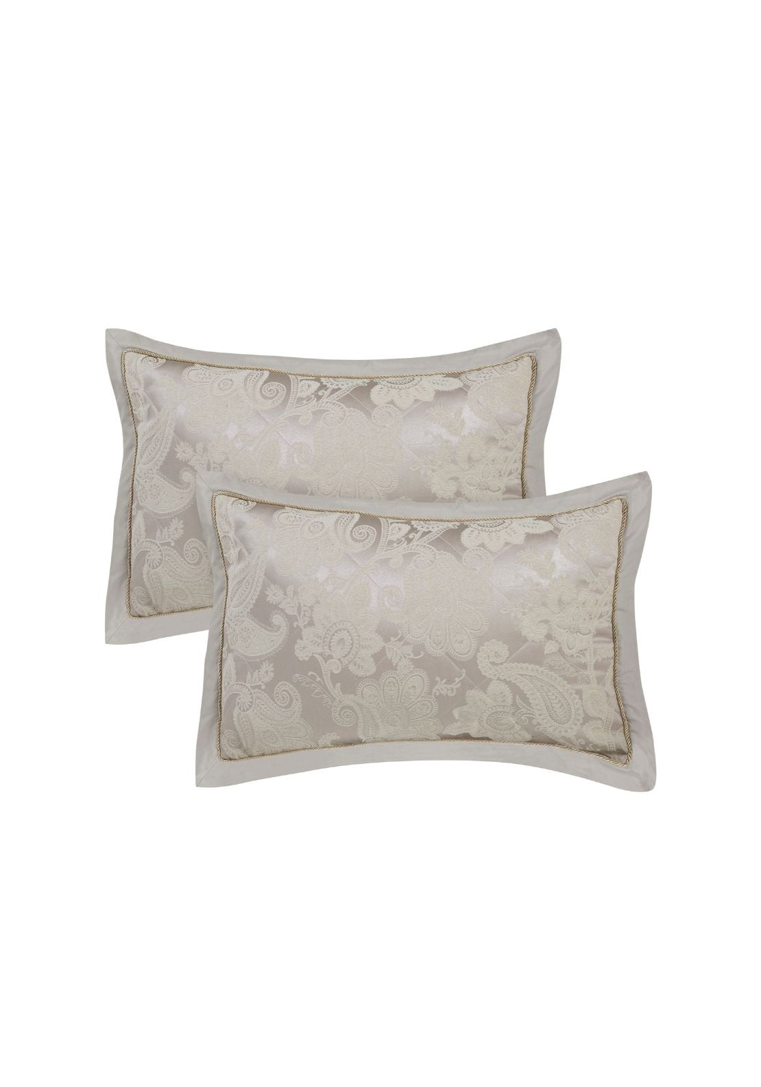 Edina Damask Jacquard Quilted Pillow Sham Pair – Cream
