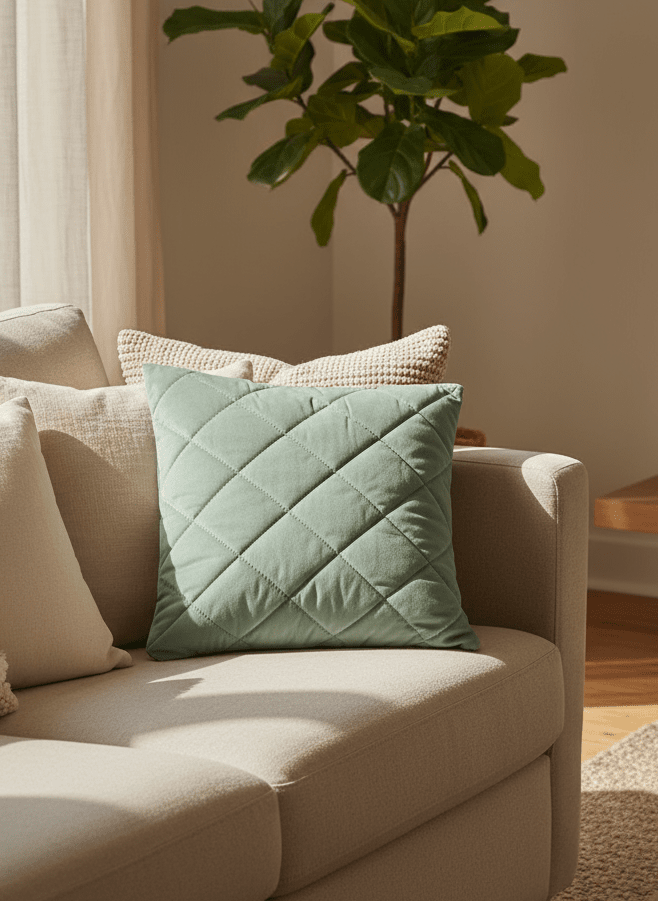 Velvet Pinsonic Cushion – Green