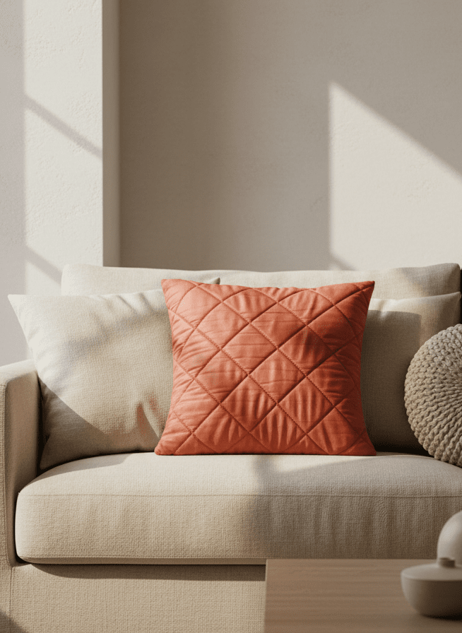 Velvet Pinsonic Cushion – Orange