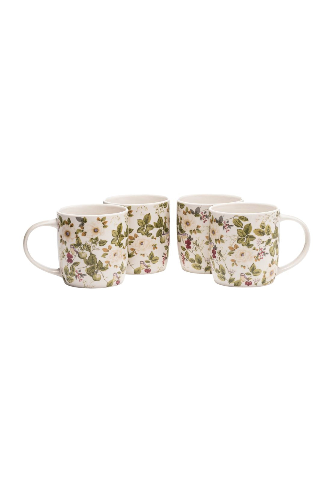Floral Rose Bone China Mugs Set of 4