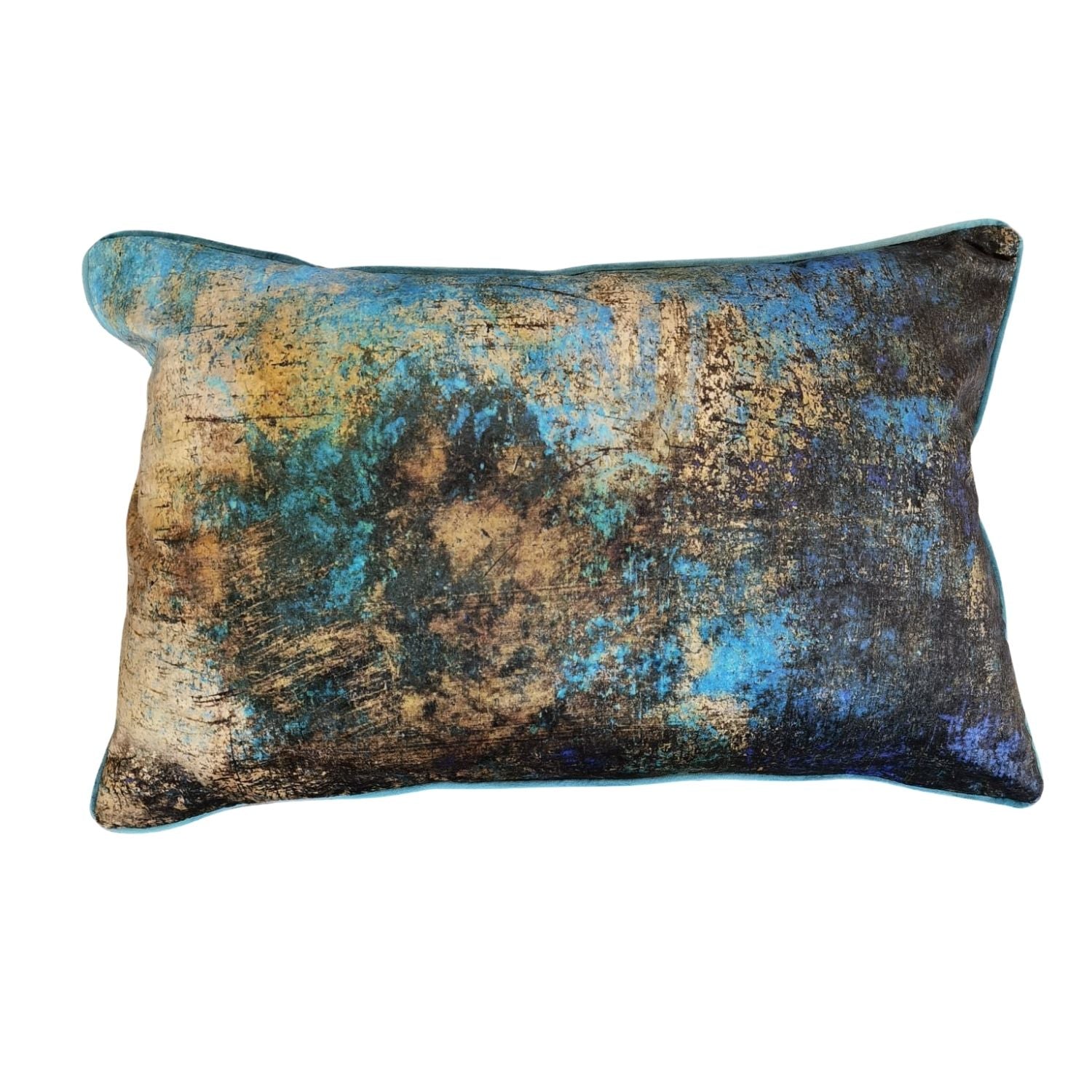 Printed Piped Cushion – Blue & Gold