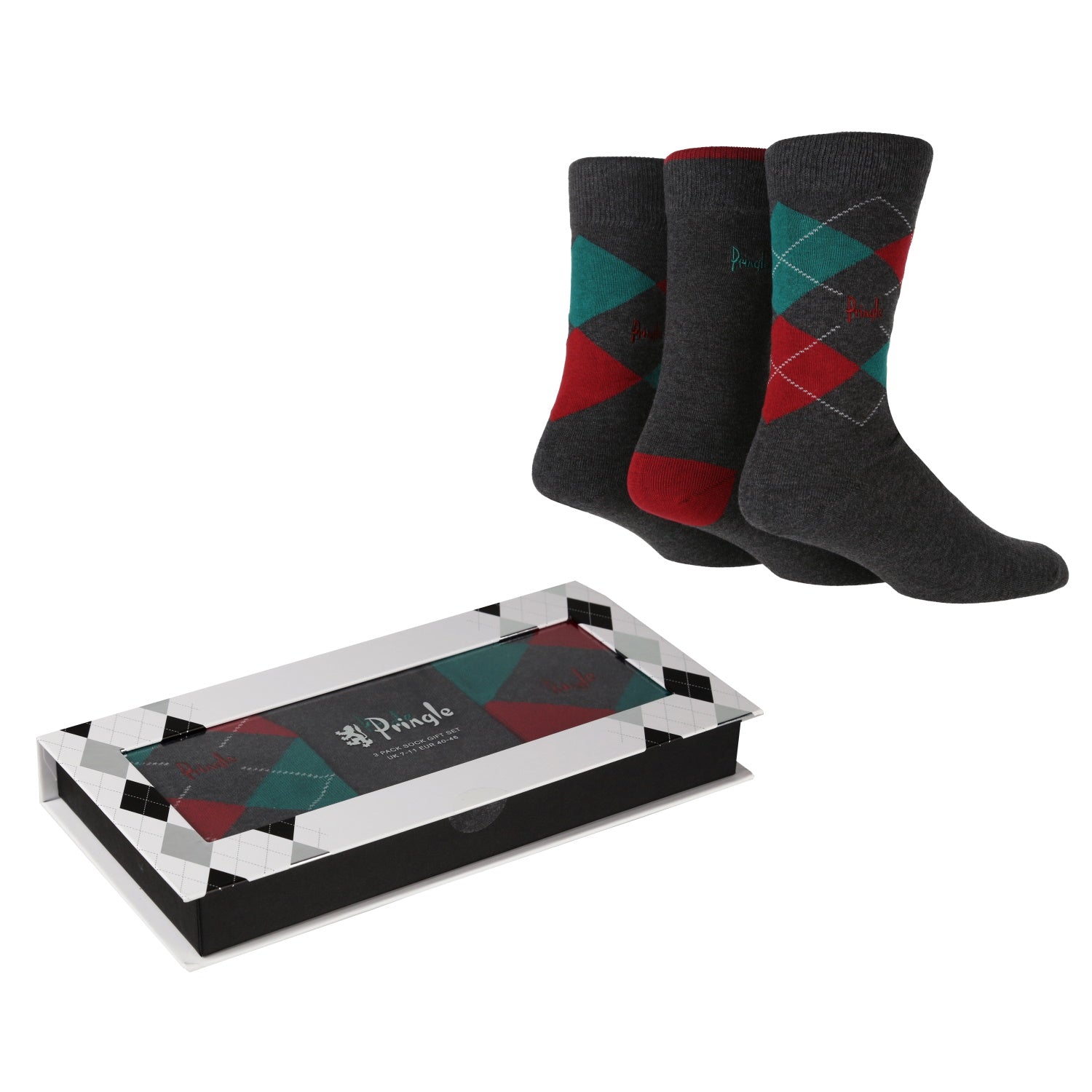 3 Pair Boxed Socks – Grey