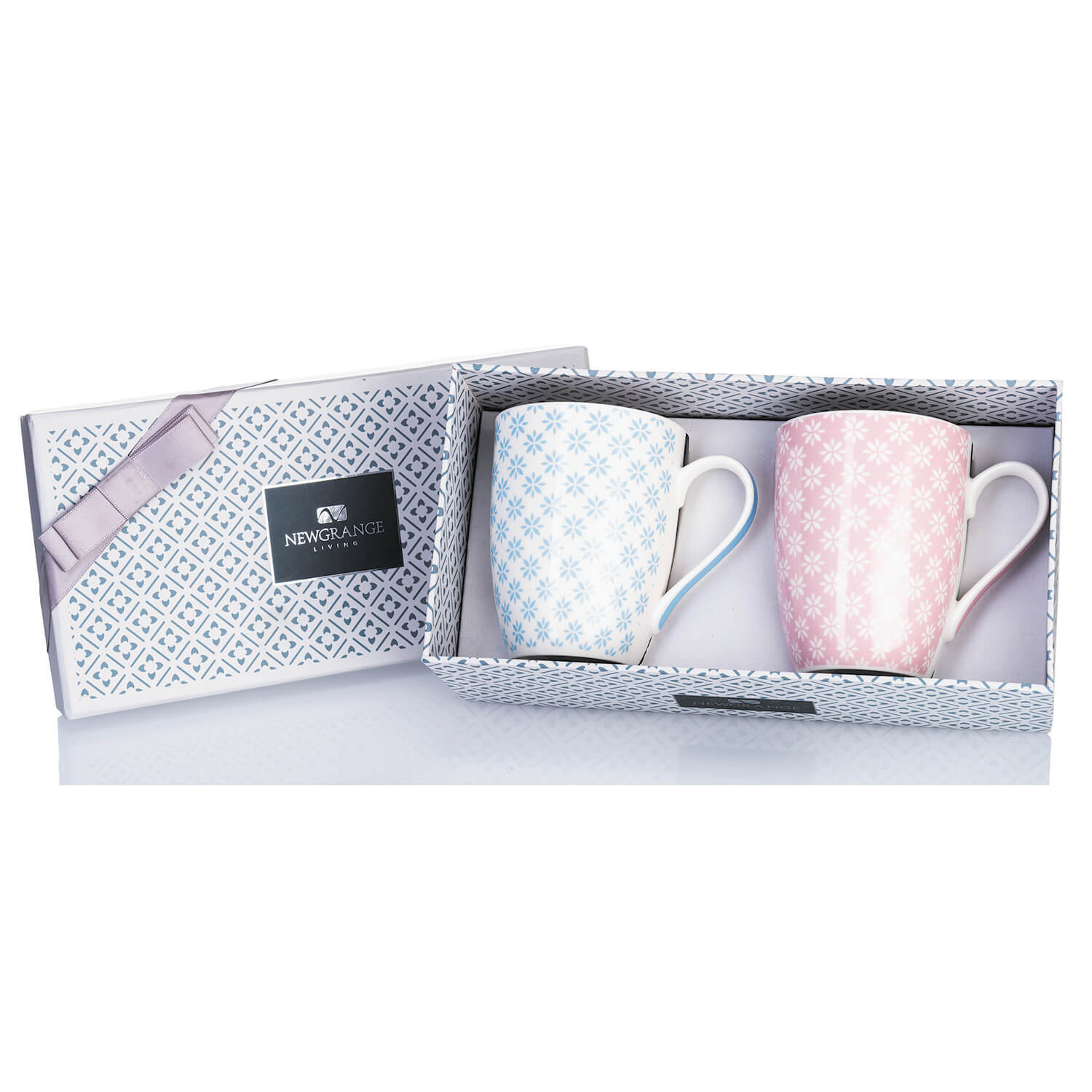 Emily Bone China Mug Pair – Pink / Blue