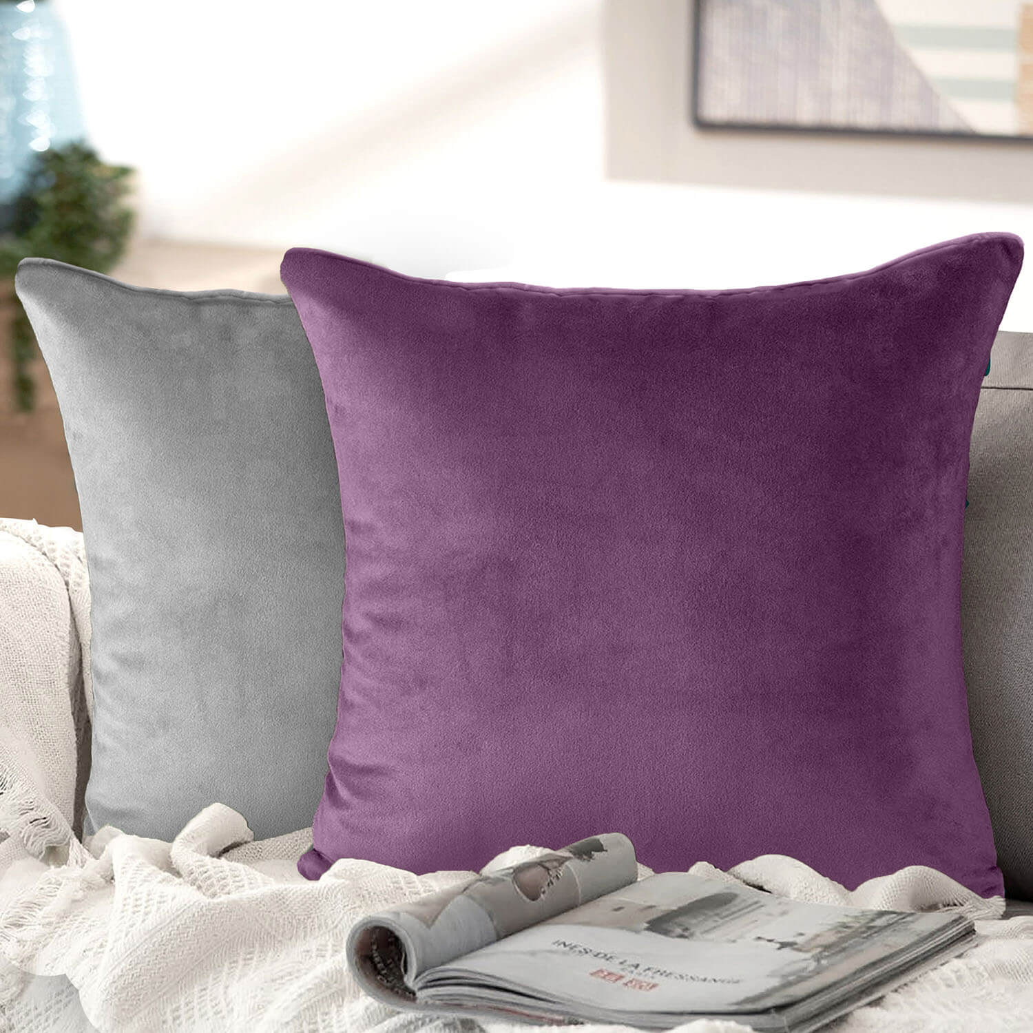 Luna Velvet Cushion – Mauve/Silver