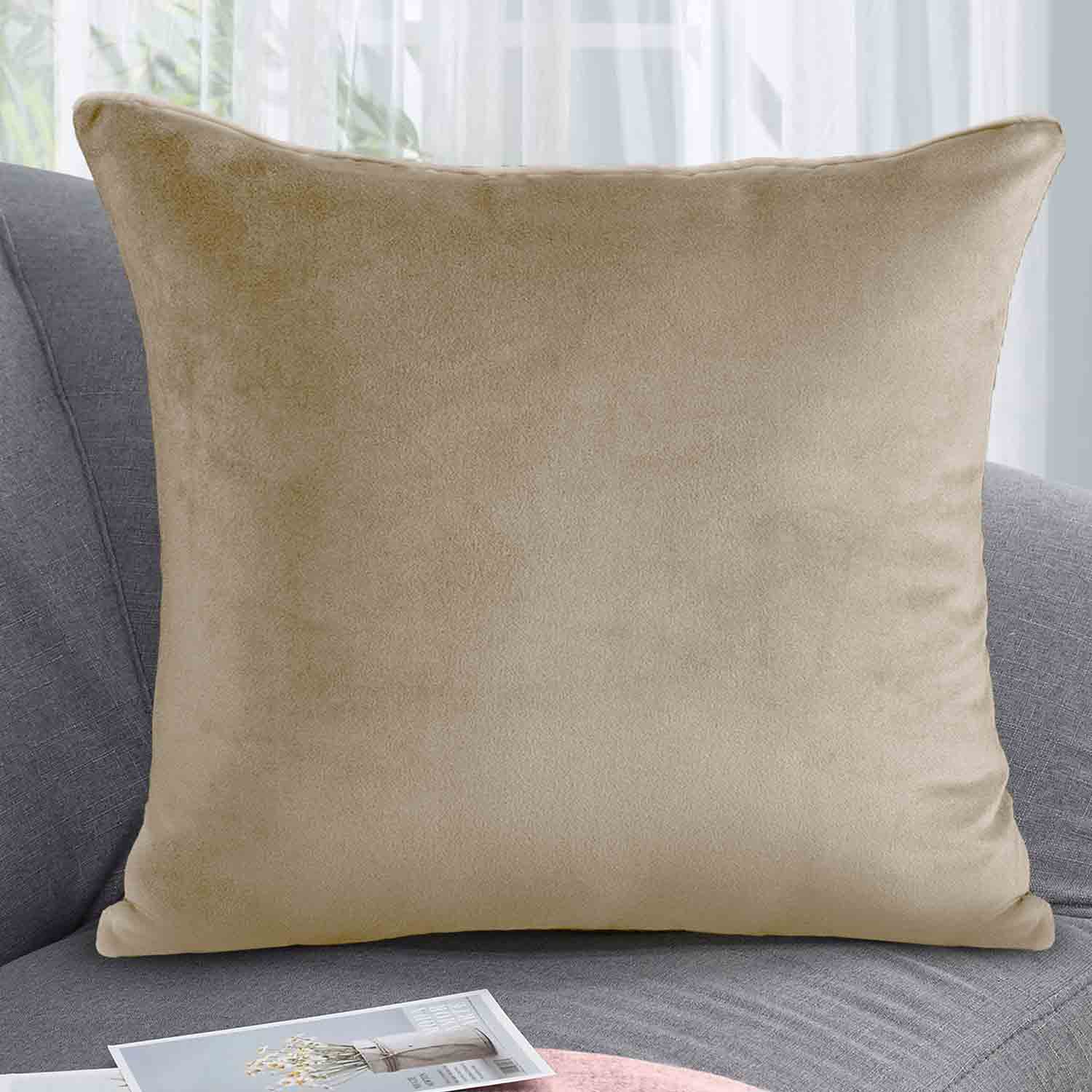 Luna Velvet Cushion – Beige – Beige