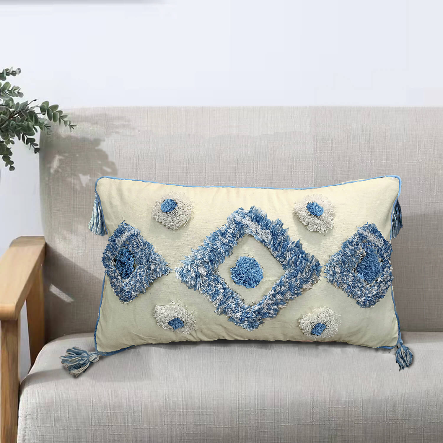 Oslo Tufted Boudoir Cushion – Blue