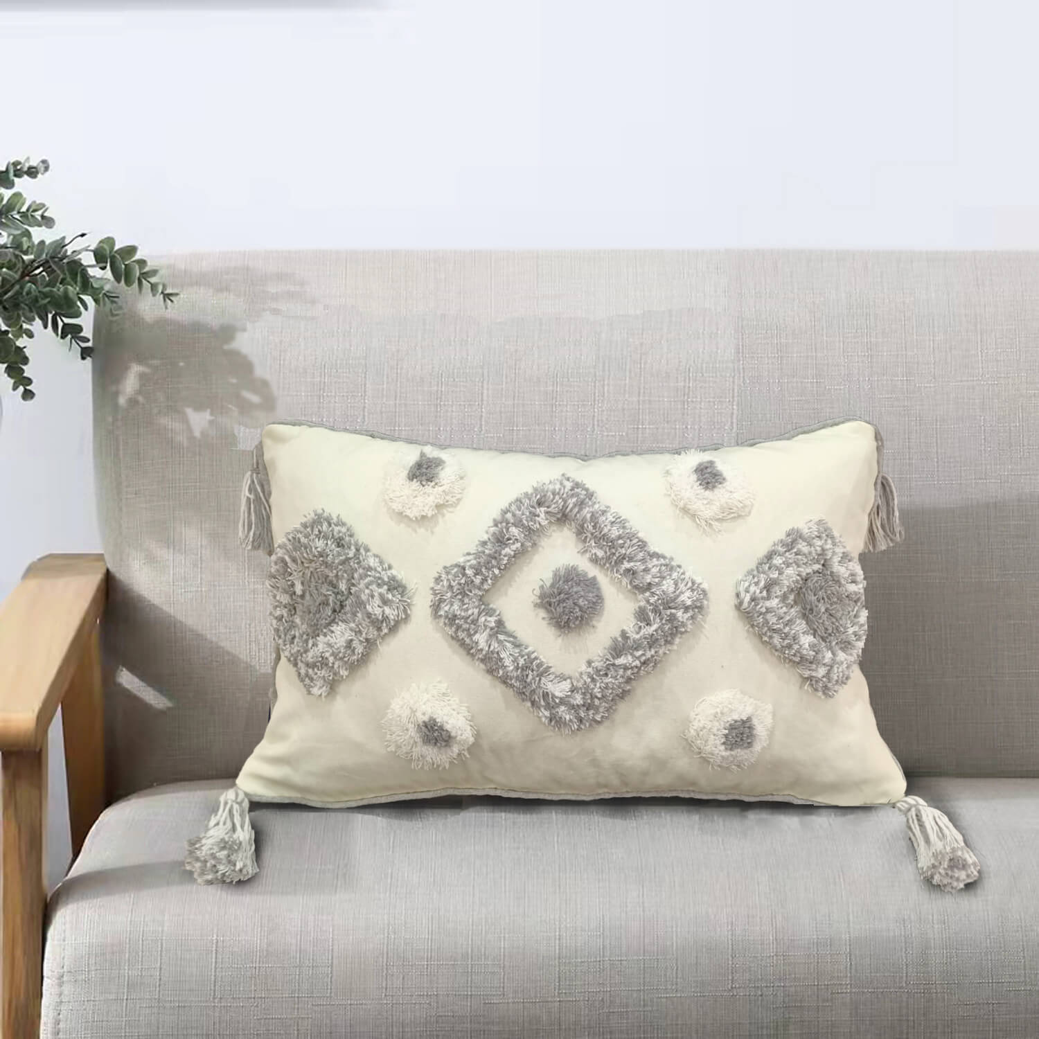Oslo Tufted Boudoir Cushion – Grey