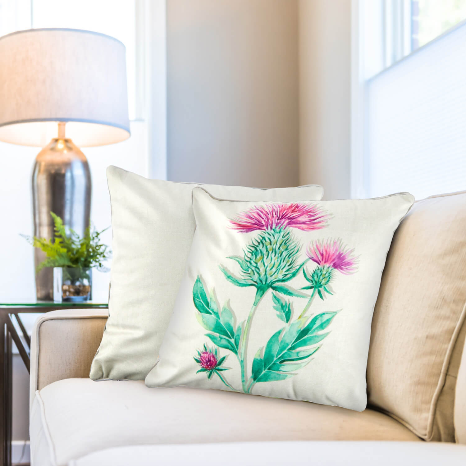 Watercolour Animals Velvet Cushion 17″ x 17″ – Thistle Print