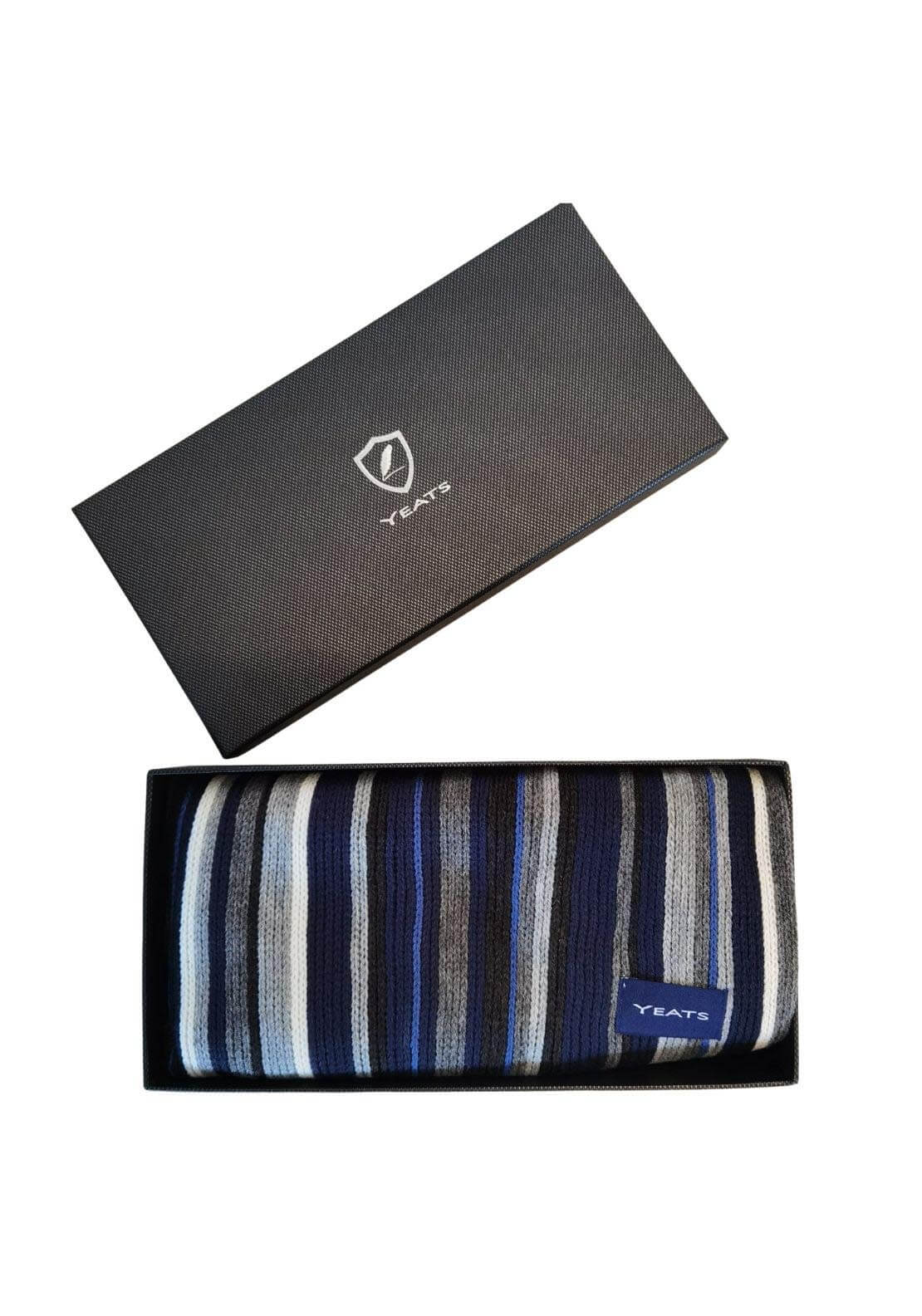 Boxed Raschel Scarf – Grey / Blue